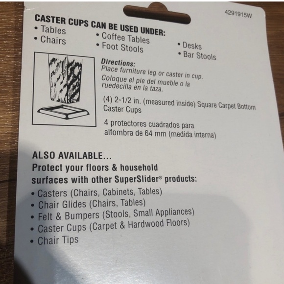 Lot Of 5 Waxman 4 Pieces 2-1/2" / SQUARE CARPET CASTER CUPS Protect Hard Floors - Picture 7 of 7